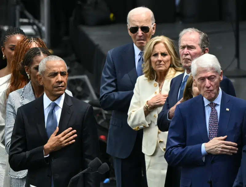 Ex-Presidents, Celebrities, But No Trump, Turn Out For Obama Centre
