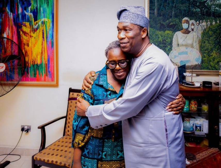 PHOTONEWS: Hamzat, Wife Pays Condolence Visit To Joke Silva Over Olu Jacobs’ Death